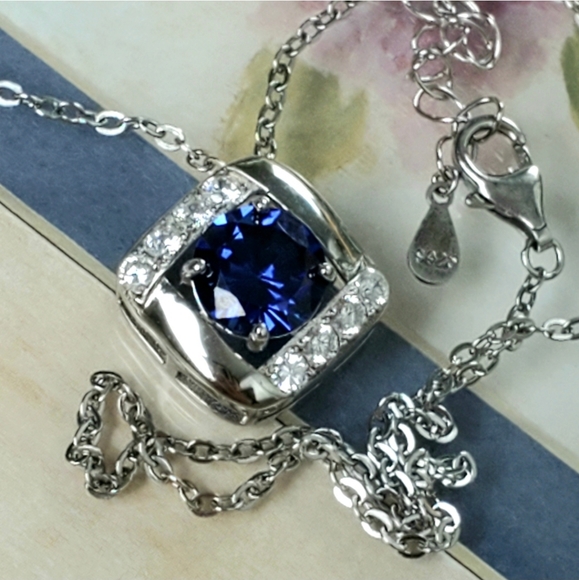 NEW Sapphire and Diamond Pendant Necklace - Picture 6 of 8